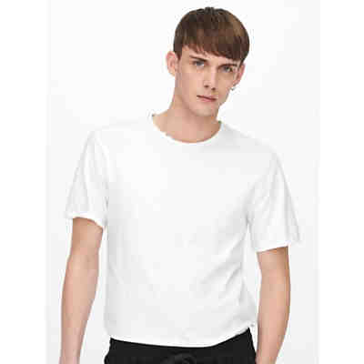 Langes Rundhals T-Shirt Einfarbiges Kurzarm Basic Shirt ONSBENNE 2