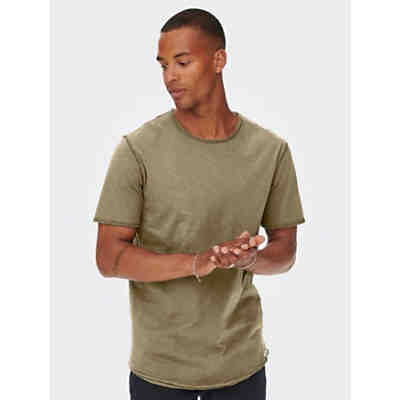 Langes Rundhals T-Shirt Einfarbiges Kurzarm Basic Shirt ONSBENNE 2