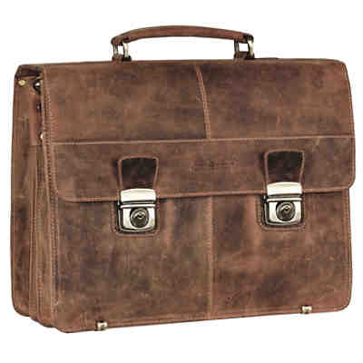Greenburry Vintage XL Aktentasche Leder 40 cm mit 3 Hauptfächern