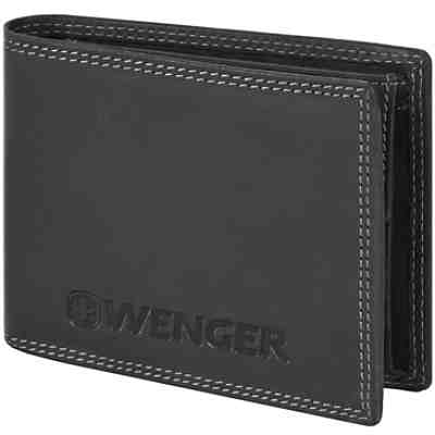 Wenger Herren-Geldbörse Querformat Leder 12,5 cm mit Klappfach und Reißverschlussfach