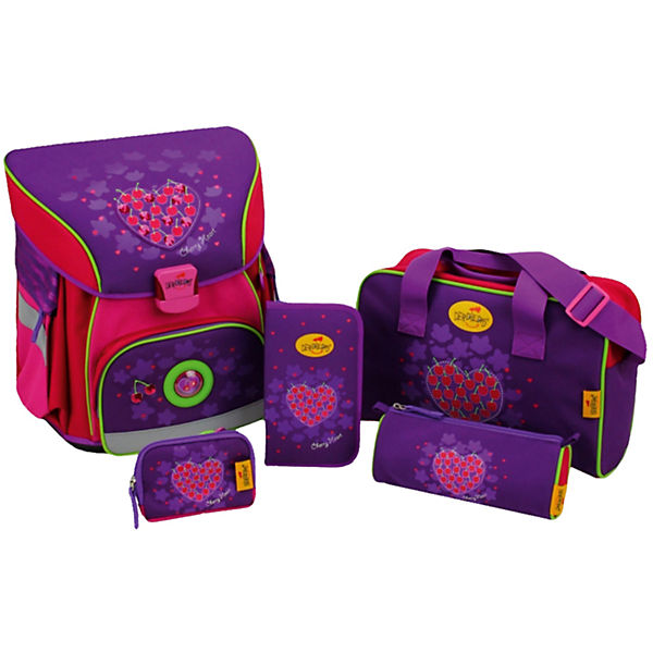 Schulranzenset XLight Cherry Heart, 5-tlg. - Kollektion 2017