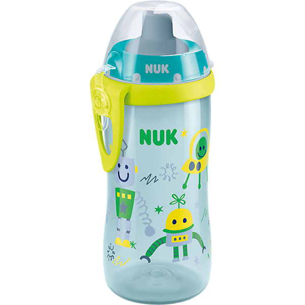 Trinkhalmflasche Flexi Cup, 300 ml, Silikontrinkhalm, auslaufsicher, blau