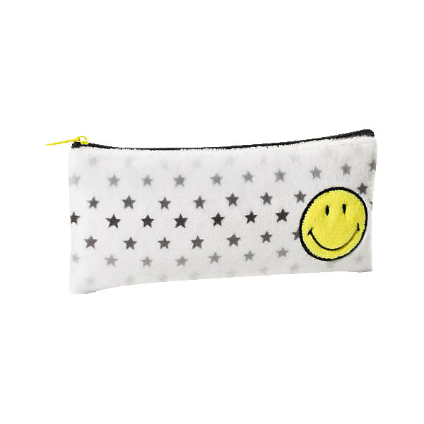 Plüsch-Schlampermäppchen Smiley gelb/Sterne