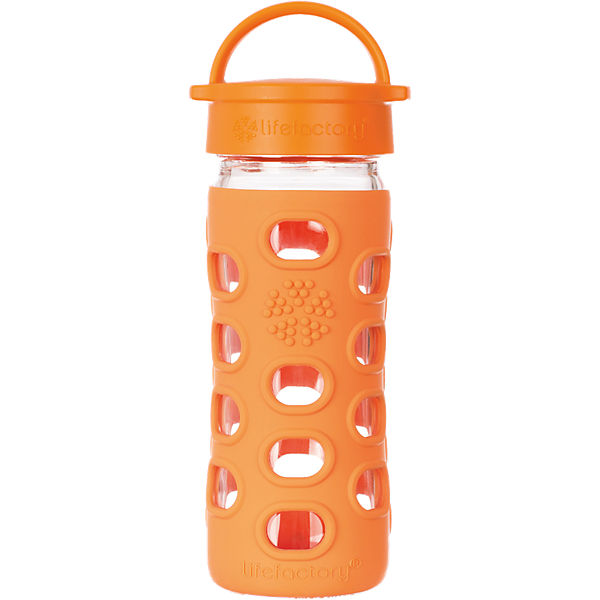 Lifefactory Trinkflasche Glas Orange Classic Cap, 350 ml