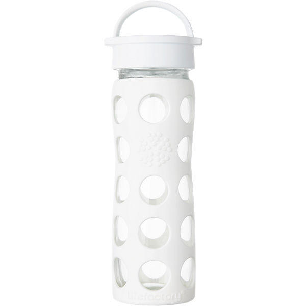 Lifefactory Trinkflasche Glas Optic White Classic Cap, 475 ml