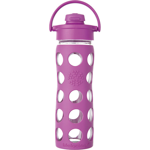 Lifefactory Trinkflasche Glas Huckleberry Flip Top Cap, 475 ml