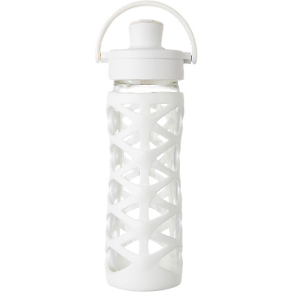 Lifefactory Trinkflasche Glas Optic White Active Flip Cap, 475 ml