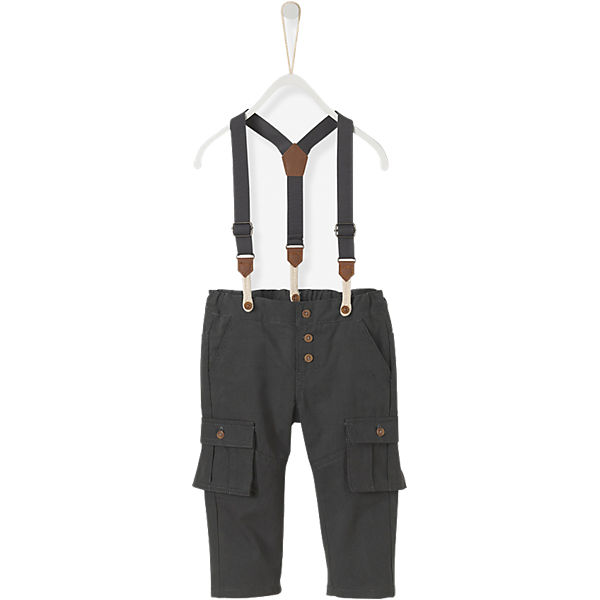 Baby Cargohose mit Hosenträgern für Jungen, gefüttert