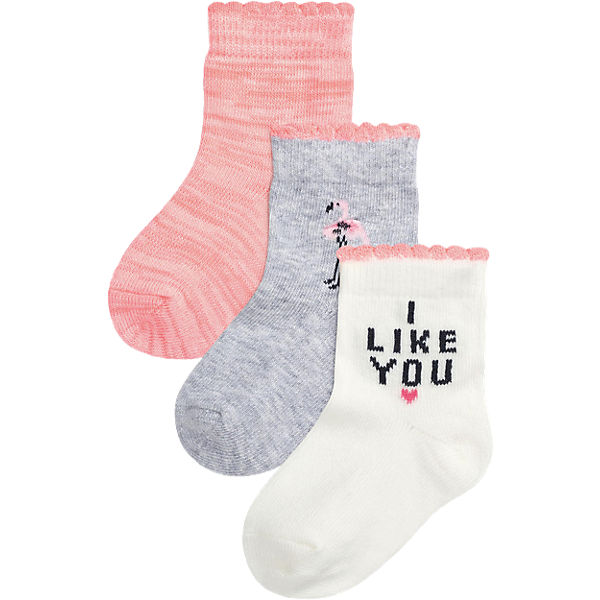 Socken 3er-Pack für Mädchen, Flamingo