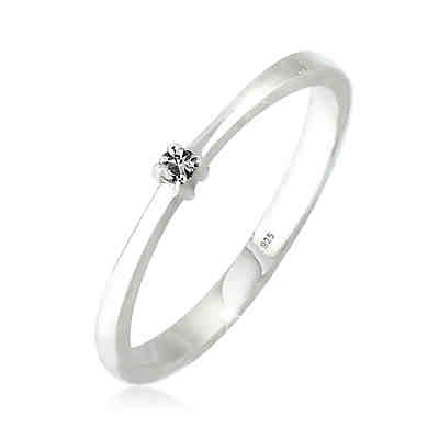 Elli Ring Solitär Klassisch Swarovski® Kristalle 925 Silber