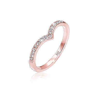 Elli Ring V-Form Geo Swarovski® Kristall 925 Sterling Silber