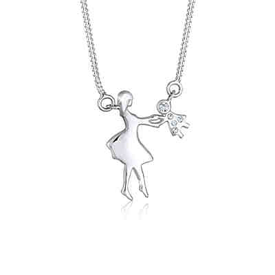 Halskette Mutter Kind Liebe Swarovski® Kristalle 925 Silber