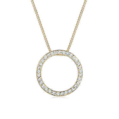 Halskette Kreis Geo Swarovski® Kristalle 925 Sterling Silber