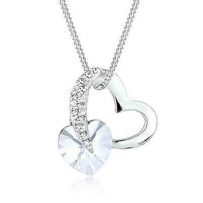 Halskette Herz Love Swarovski® Kristalle 925 Sterling Silber