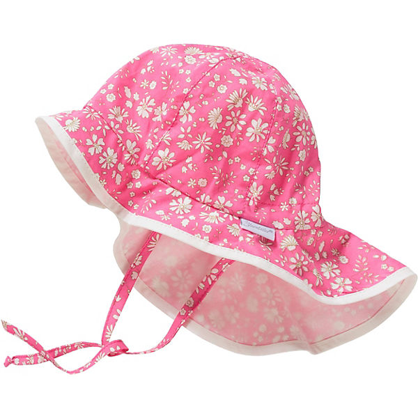 Baby Sonnenhut mit Nackenschutz zum Binden mit UV-Schutz 50+ für Mädchen