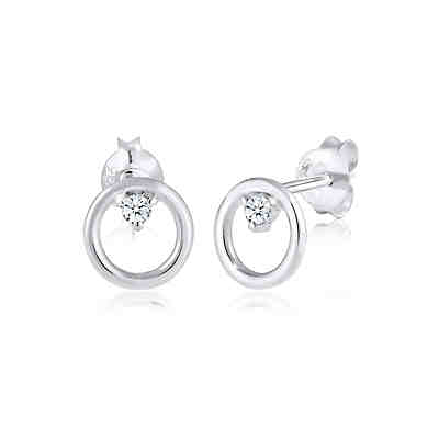 Ohrringe Kreis Basic Diamant (0.06 ct.) 925 Sterling Silber