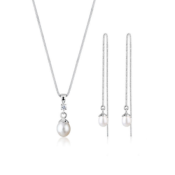 Schmuckset Perle Zirkonia 925 Sterling Silber