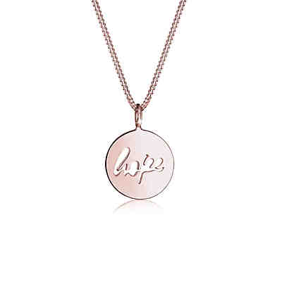 Halskette Wordings Hope-Schriftzug Münze 925 Sterling Silber