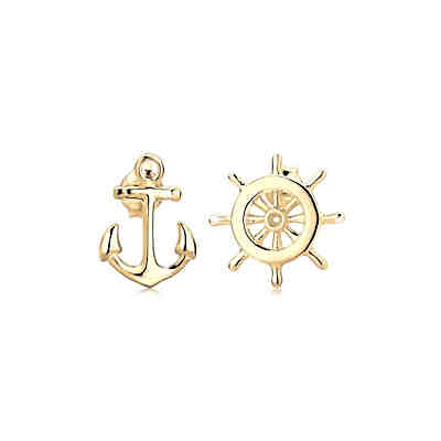 Goldhimmel Ohrringe Anker Steuerrad 925 Sterling Silber
