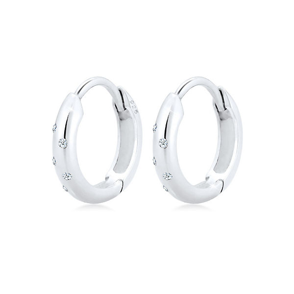 Ohrringe Creole Diamanten (0.10 ct.) 925 Sterling Silber