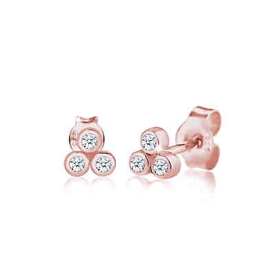 Ohrringe Kreis Trio Diamant (0.12 ct.) 925 Sterling Silber