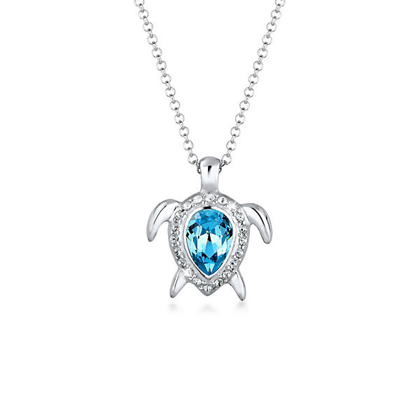 Halskette Schildkröte Meer Swarovski® Kristalle 925 Silber