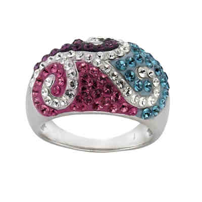 Crystelle Silber Ring 925/- Sterling Silber Swarovski Kristalle Ringe