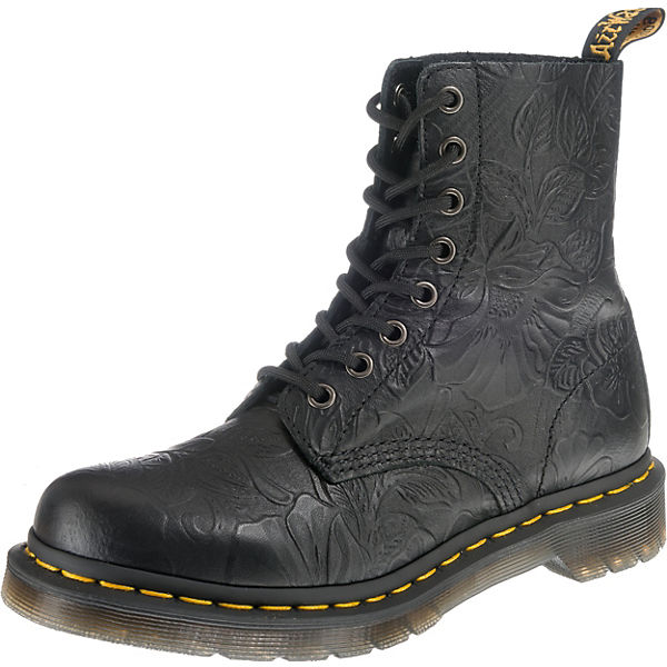 PASCAL Floral Emboss BLACK Schnürstiefeletten