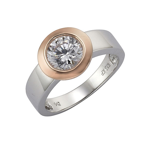 925/- Sterling Silber bicolor Zirkonia