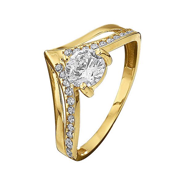 375/- Gelbgold mit Zirkonia weiß