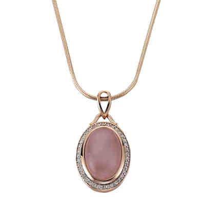 ZEEme Jewelry Anhänger mit Kette 925/- Sterling Silber RosenquarzKettenanhänger
