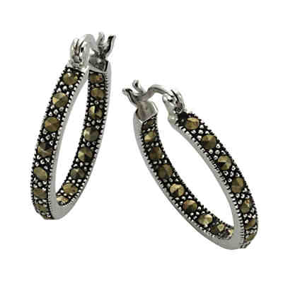 ZEEme Jewelry Creolen 925/- Sterling Silver MarkasitOhrringe