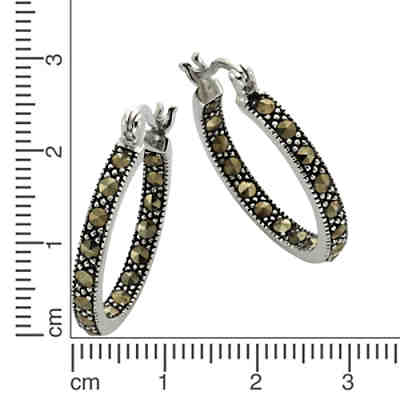 ZEEme Jewelry Creolen 925/- Sterling Silver MarkasitOhrringe 2