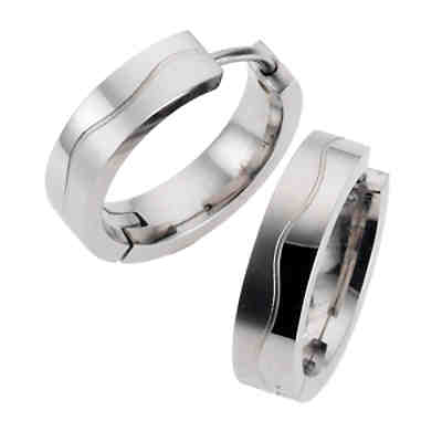 ZEEme Stainless Steel Creole Edelstahl glanz matt 18mm DurchmesserOhrringe