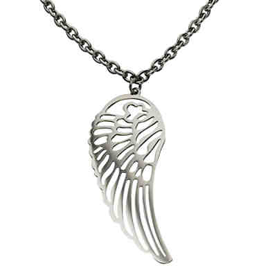 ZEEme Stainless Steel Anhänger mit Kette Edelstahl Flügelmotiv 60cmHalsketten