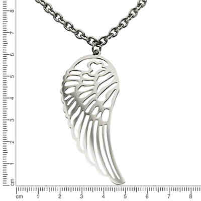 ZEEme Stainless Steel Anhänger mit Kette Edelstahl Flügelmotiv 60cmHalsketten 2