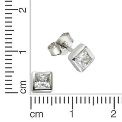 ZEEme Basic Ohrstecker 925/- Sterling Silber Zirkonia weißOhrringe 2