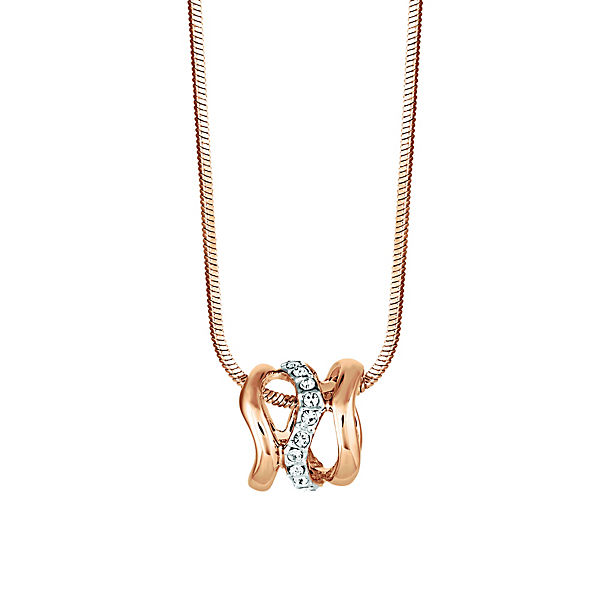 Buckley London Anhänger mit Kette Messing rosévergoldet mit KristallenHalsketten
