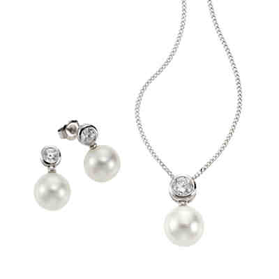 Celesta Silber 3tlg Set 925/- Sterling Silber PerlenOhrringe