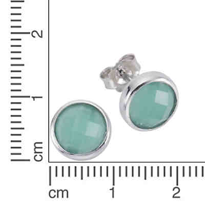 ZEEme Silver Ohrstecker 925/- Sterling Silber Glasstein grünOhrringe 2