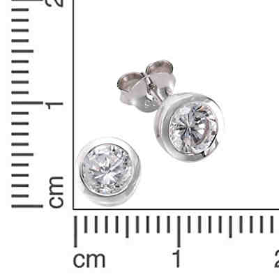 ZEEme Basic Ohrstecker 925/- Sterling Silber Zirkonia weißOhrringe 2