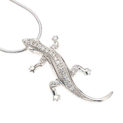 ZEEme Silver Anhänger mit Kette 925/- Sterling Silber Zirkonia weißKettenanhänger