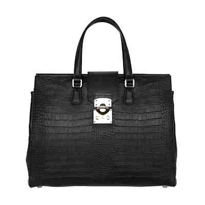 Lederhand- und Schultertasche mit Krokodilprägung Handtaschen