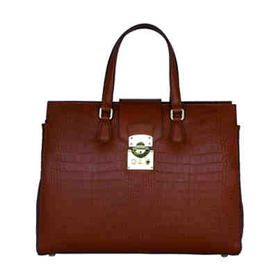 Lederhand- und Schultertasche mit Krokodilprägung Handtaschen