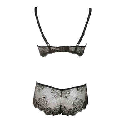 Set BH Push Up + Hotpants Panty Dessous Sexy Leo schwarz 70 80 85 A B C D 9298 2