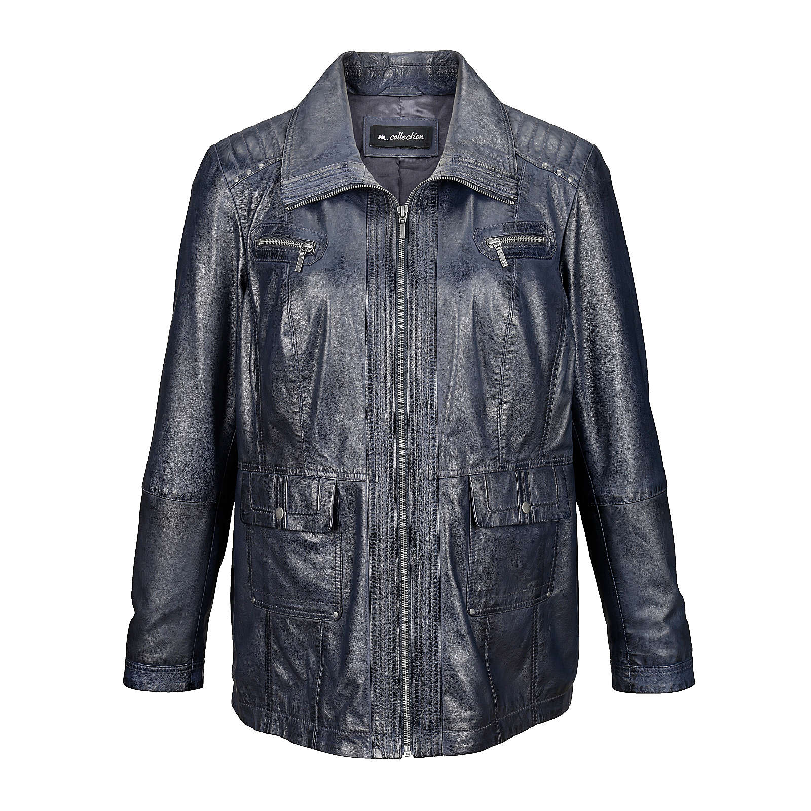 m. collection Lederjacke dunkelblau Damen Gr. 56 m. collection Lederjacke dunkelblau Damen Gr. 56