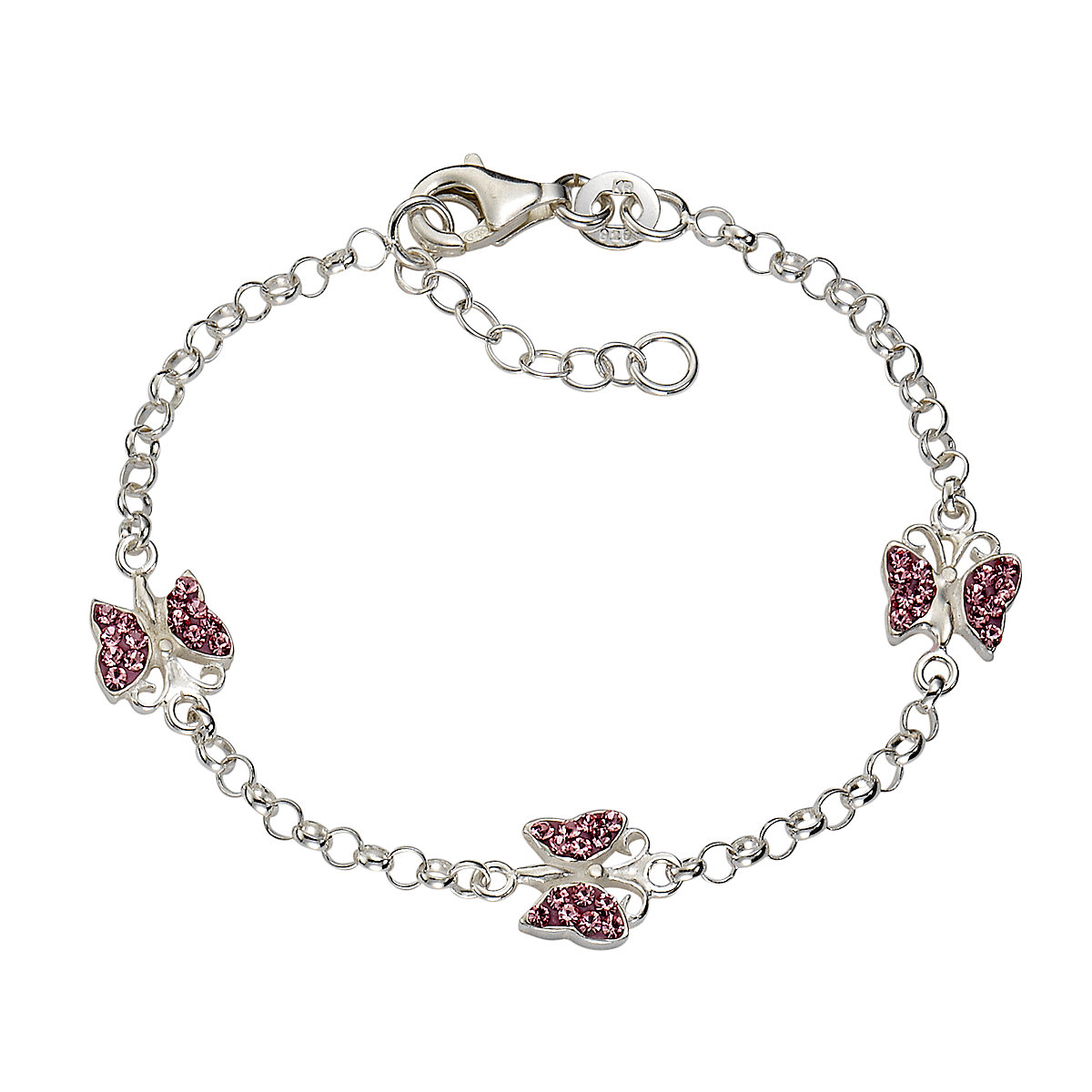 Zeeme Armband 925/- Sterling Silber Kristall pink Kristall Armbänder für Mädchen weiß