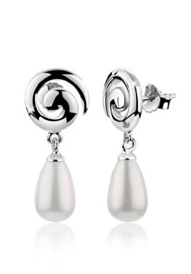 Nenalina Ohrringe Stecker Muschelkernperle Spirale Edel 925 Silber Ohrringe