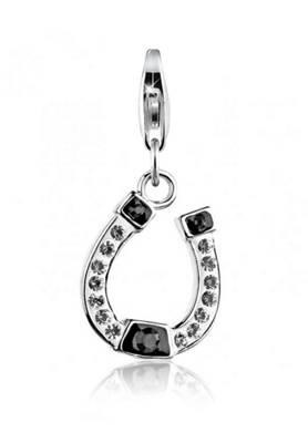 Nenalina Charm Anhänger Hufeisen Swarovski® Kristalle 925 Silber Kettenanhänger