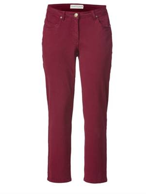 Hose knöchellang Reißverschluss,Knopf uni Slim Fit Baumwolle Stoffhosen